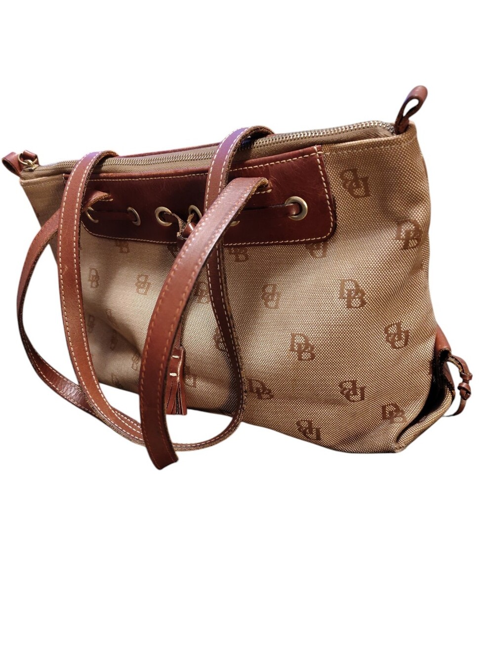 Vintage Dooney & Bourke Canvas Monogram Signature Shoulder Bag